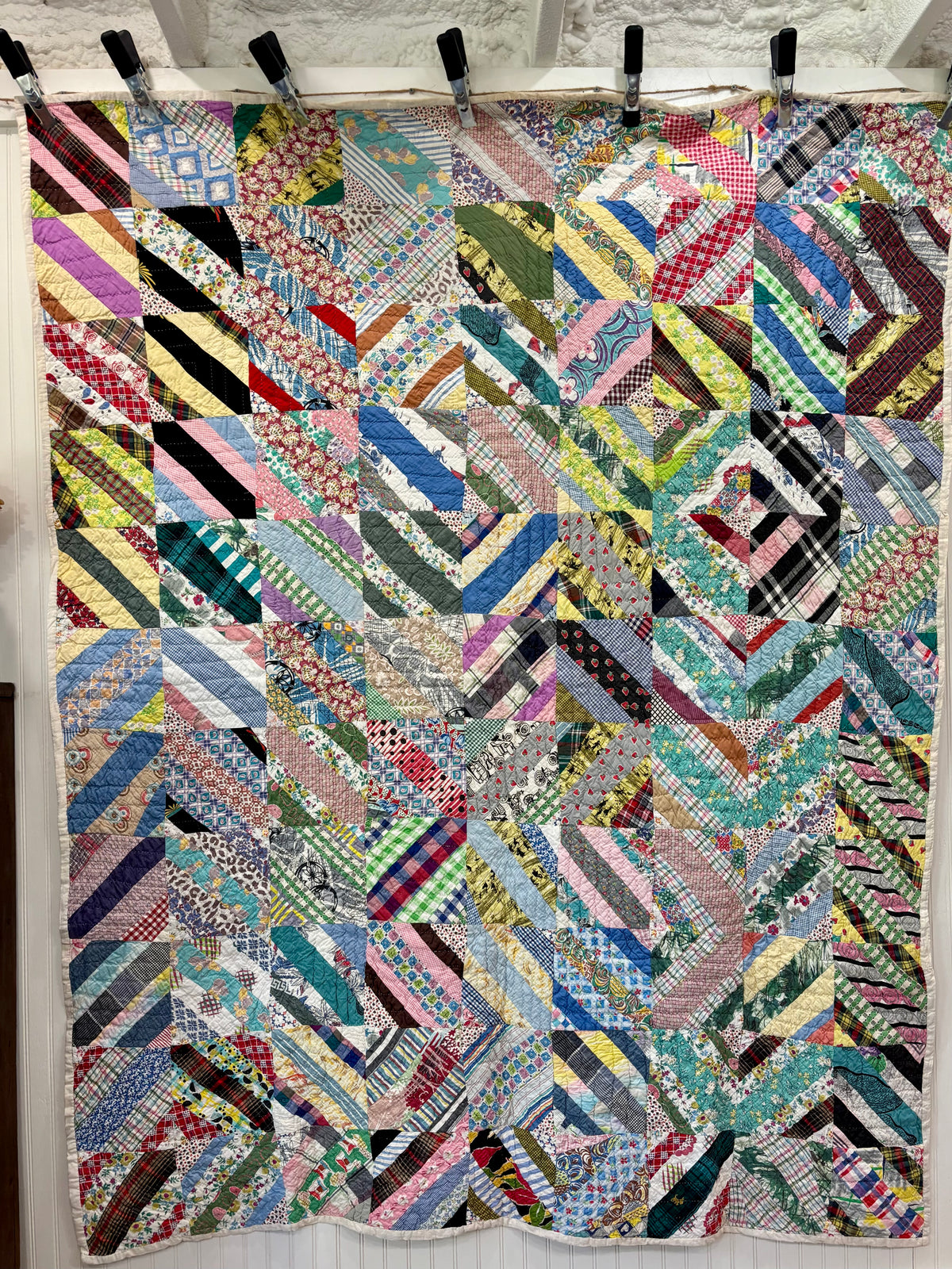Vintage Scrappy Railroad Quilt, c1930–1940