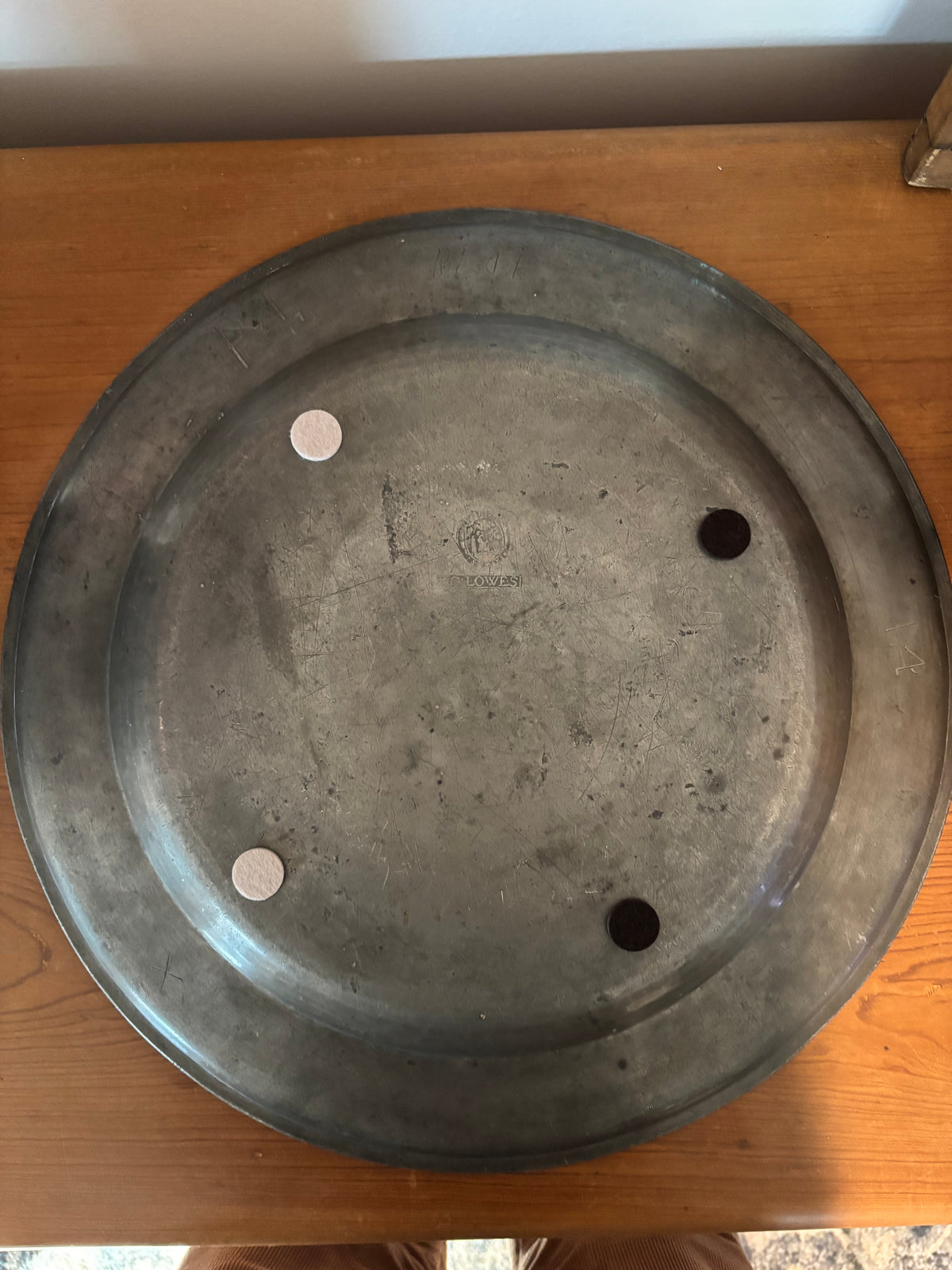 18th Century English Pewter Charger, George Lowes, Newcastle, c1750