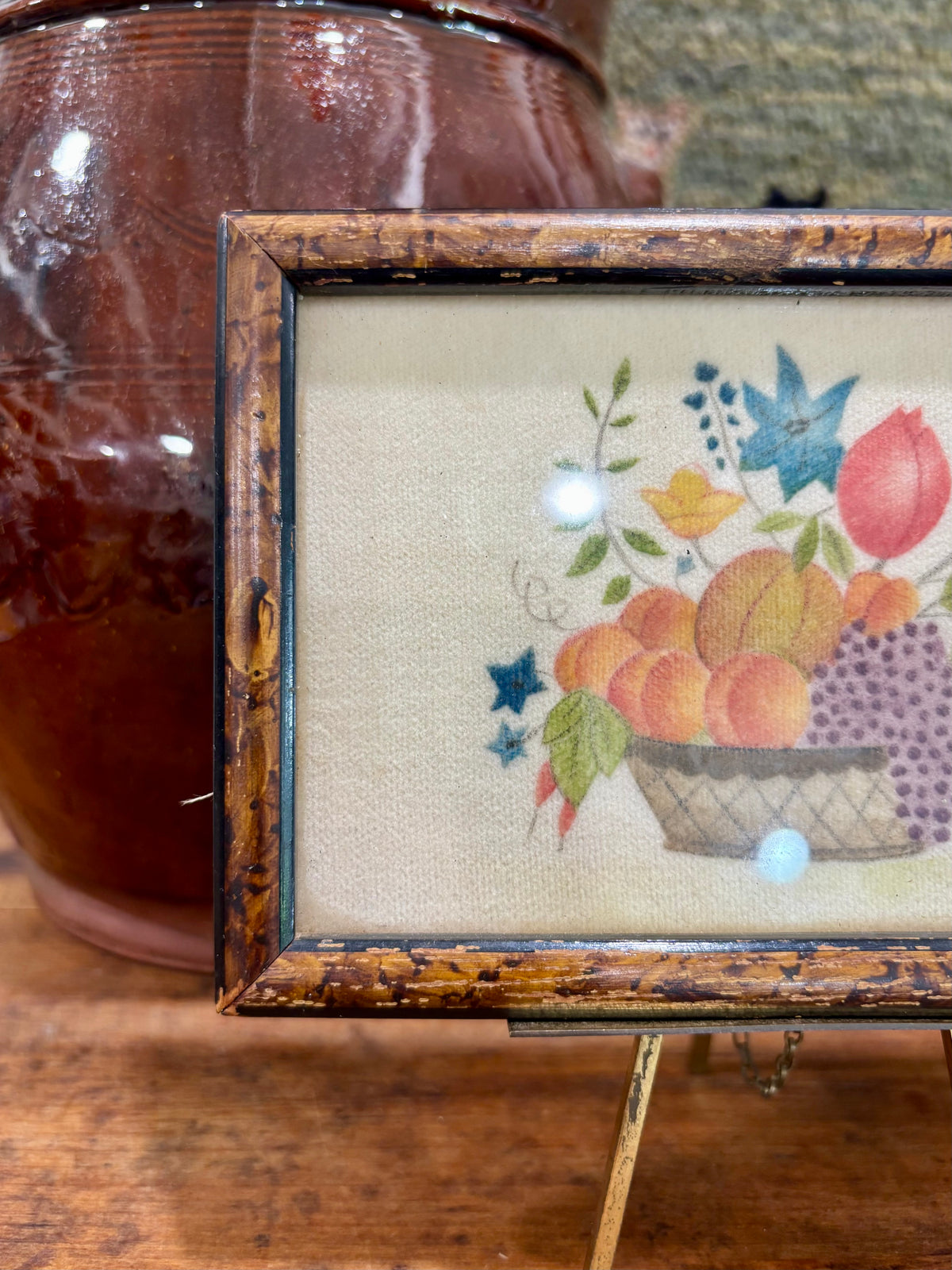 Vintage Theorem Painting “Tiny Basket with Grapes”