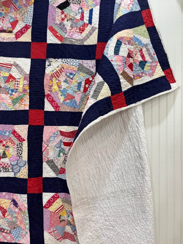 Antique Hand-Quilted Baptiste Fan Quilt, c1930–1940