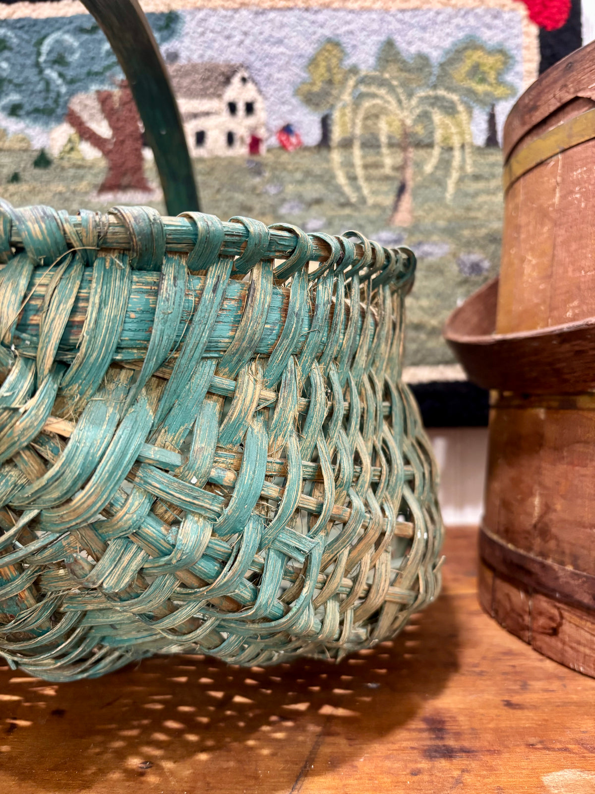 Antique Southern Appalachian Painted Gathering Basket, c1890–1910