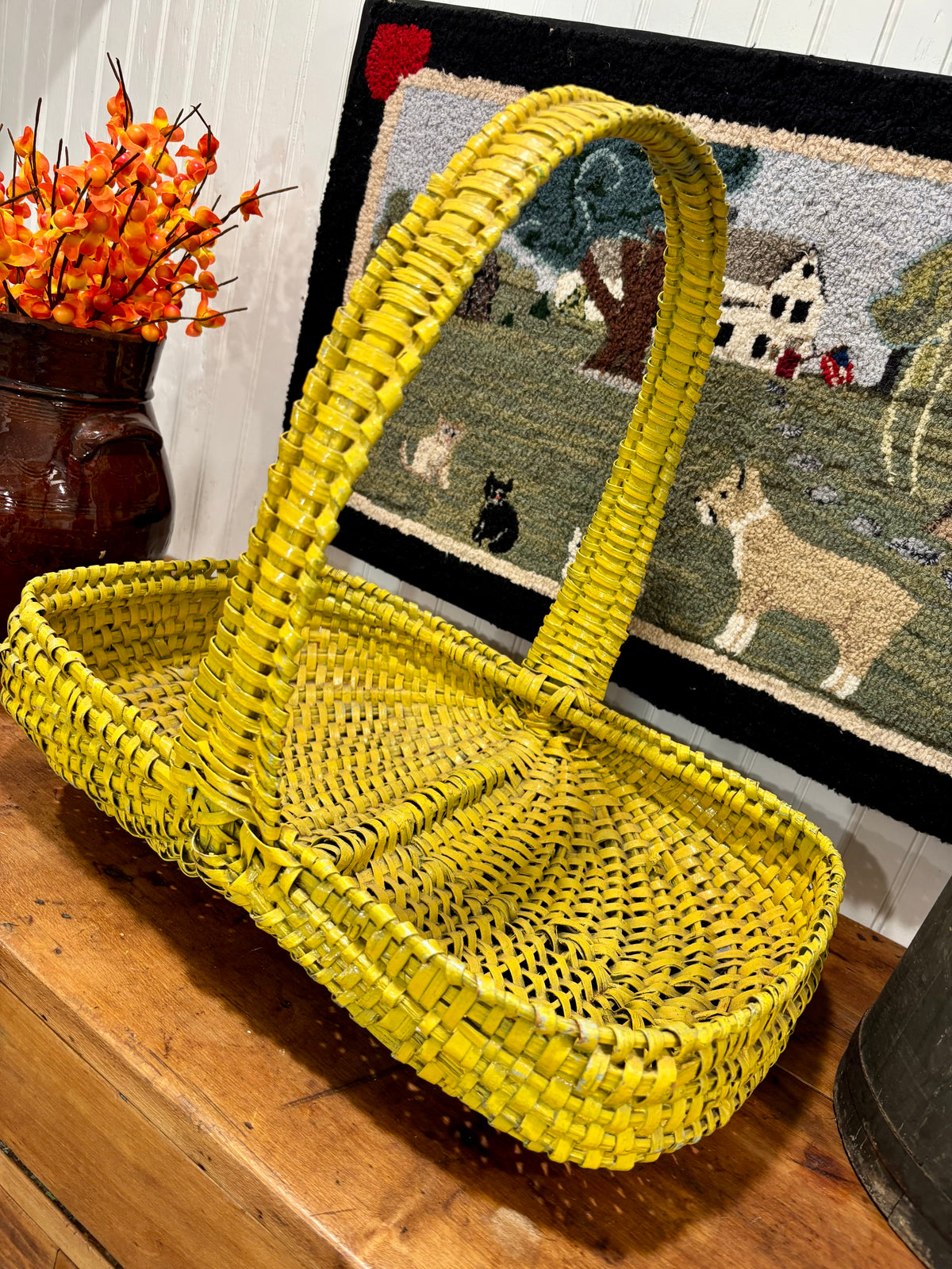 Early Painted Southern Appalachian Gathering Basket, c1890–1910