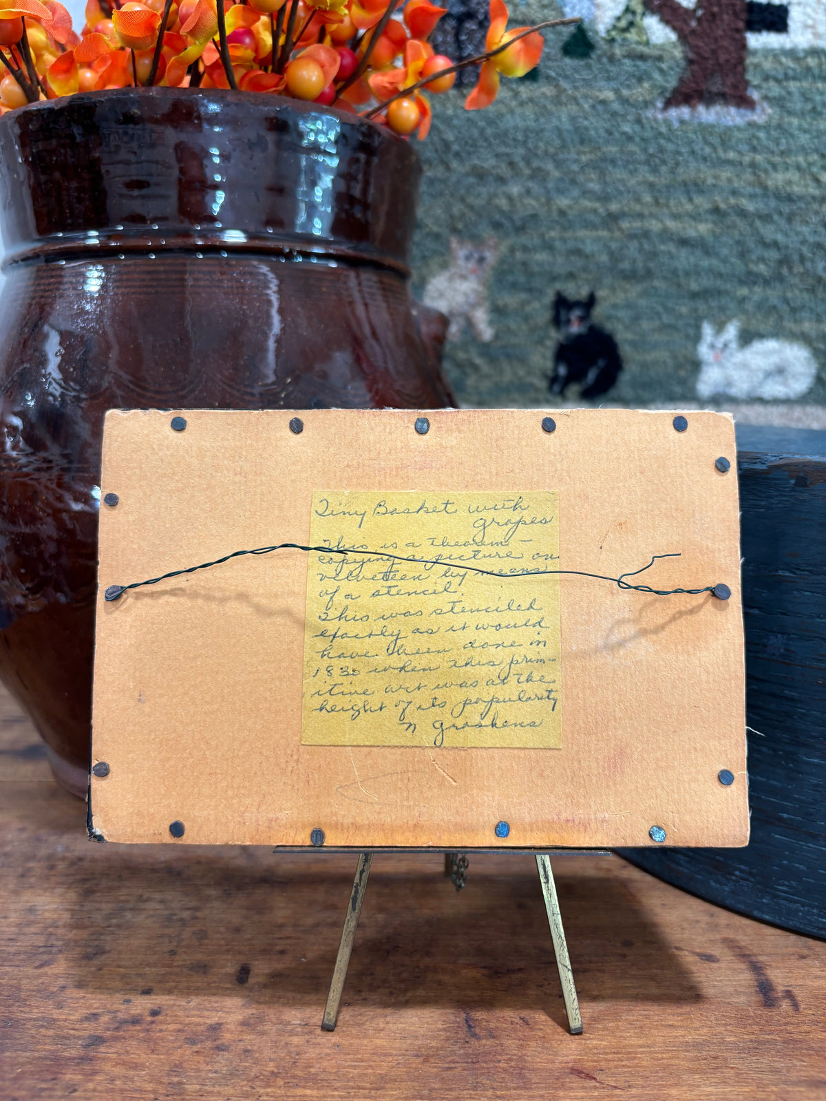 Vintage Theorem Painting “Tiny Basket with Grapes”