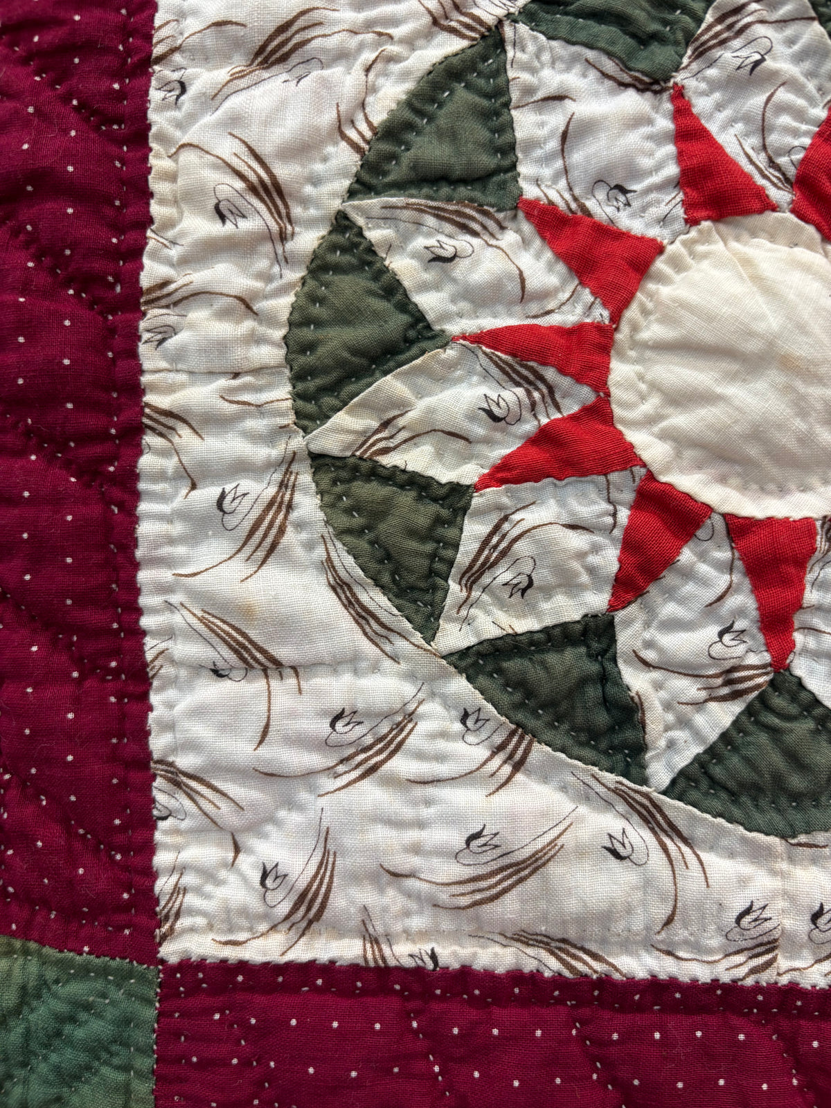 c1890–1910 Antique Mariner’s Compass / Sunburst Quilt - 61x70”