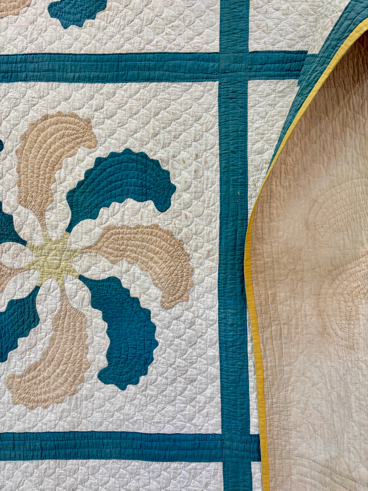 Antique Princess Feather Appliqué Quilt, c1900-1920