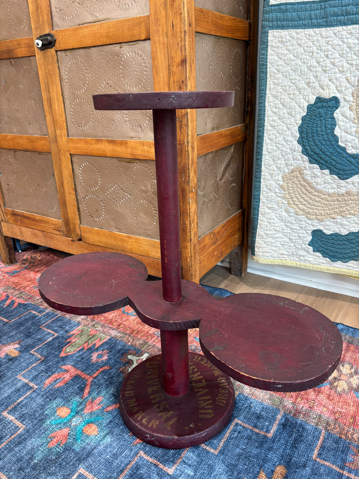 Antique Oxblood Red Painted Bread Advertising Display Stand, c1920-1940