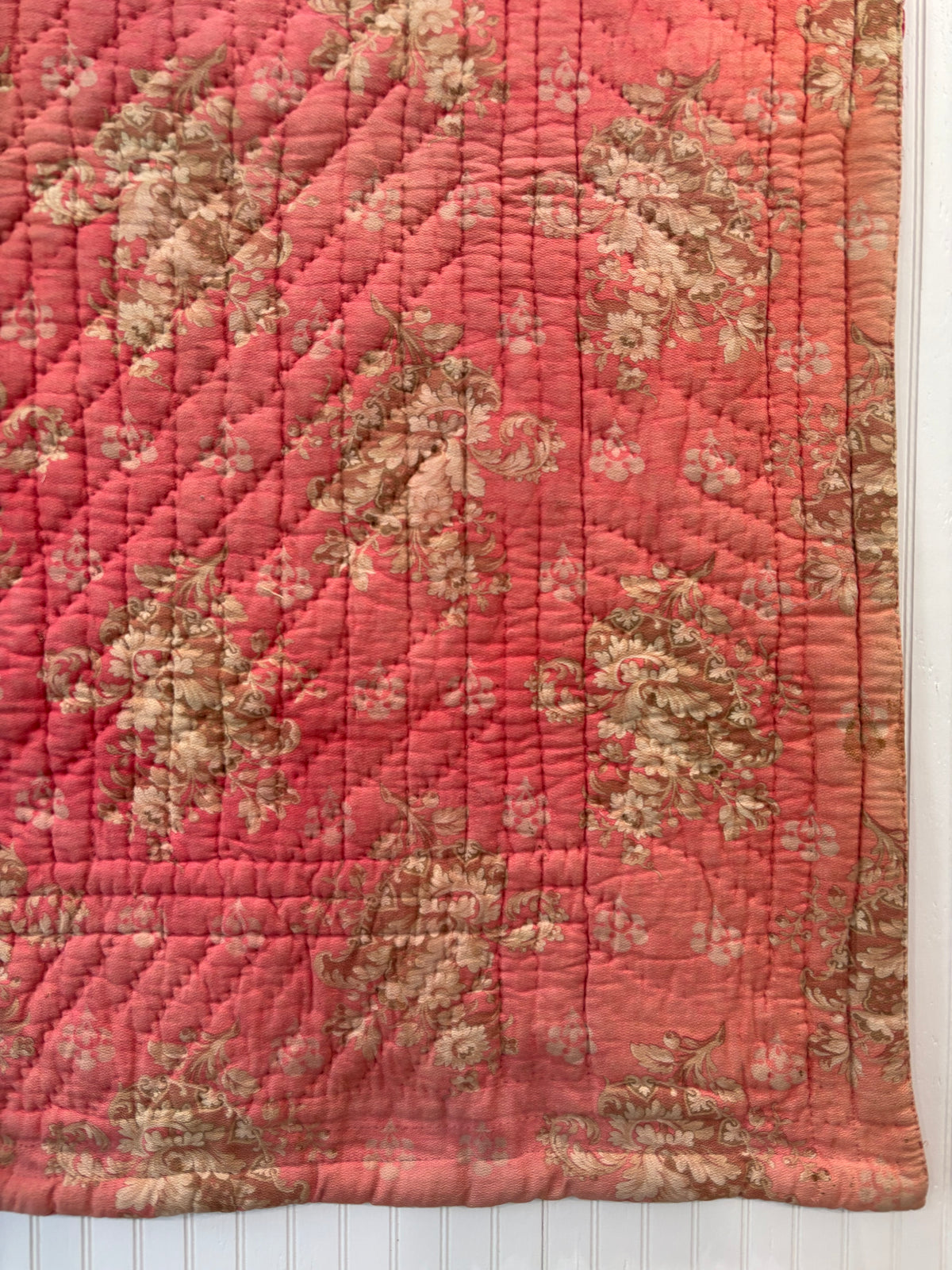 c1850-1865 American Antique Whole-Cloth Quilt - 69x69"