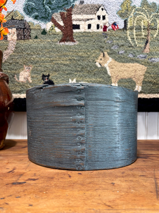 c1880s Antique Wooden Grain Measure in Blue Paint