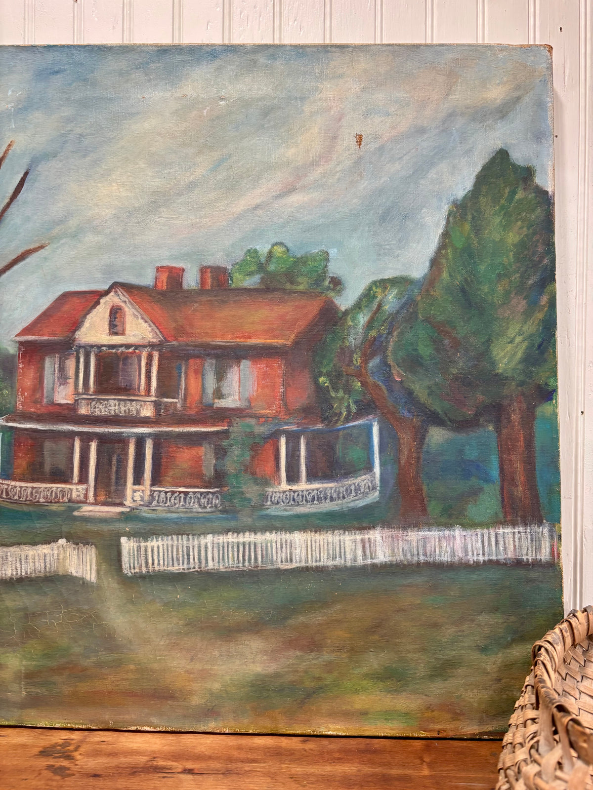 Antique Tennessee Farmhouse Oil Painting, c1920–1940