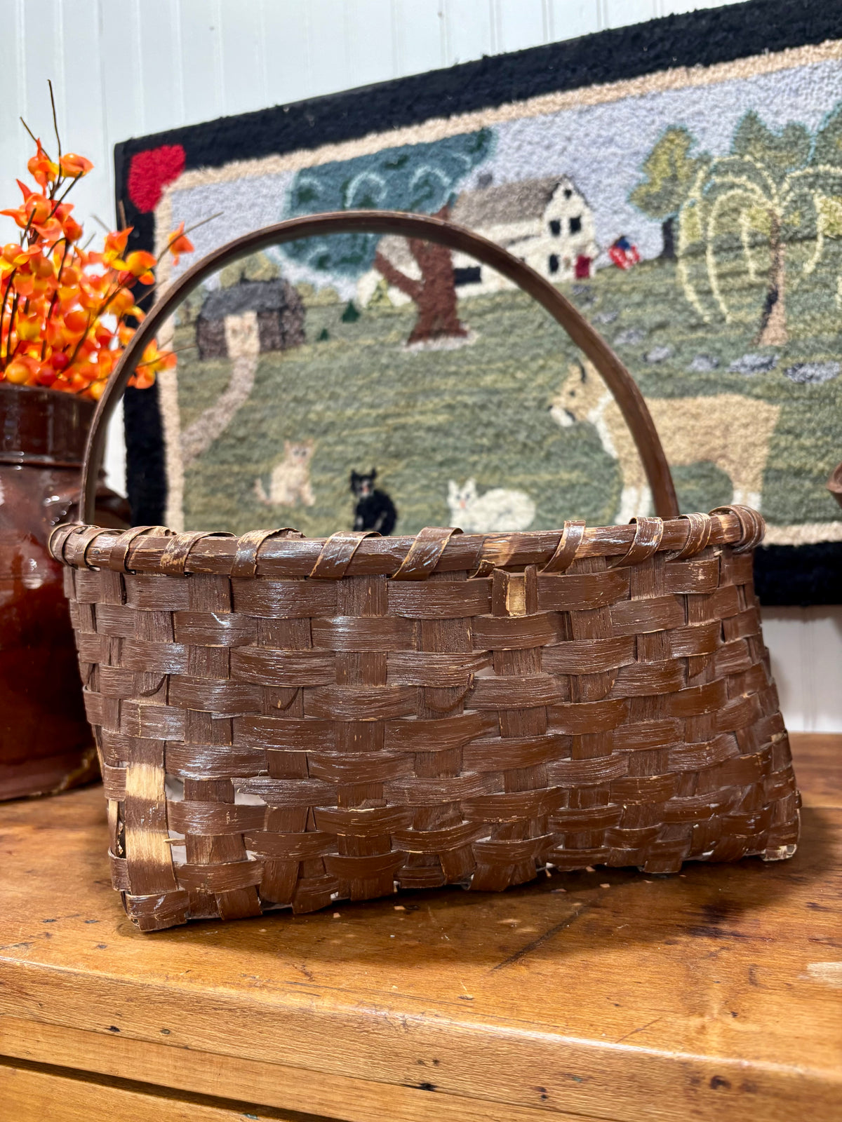 Early Painted Splint Gathering Basket, c1890–1910