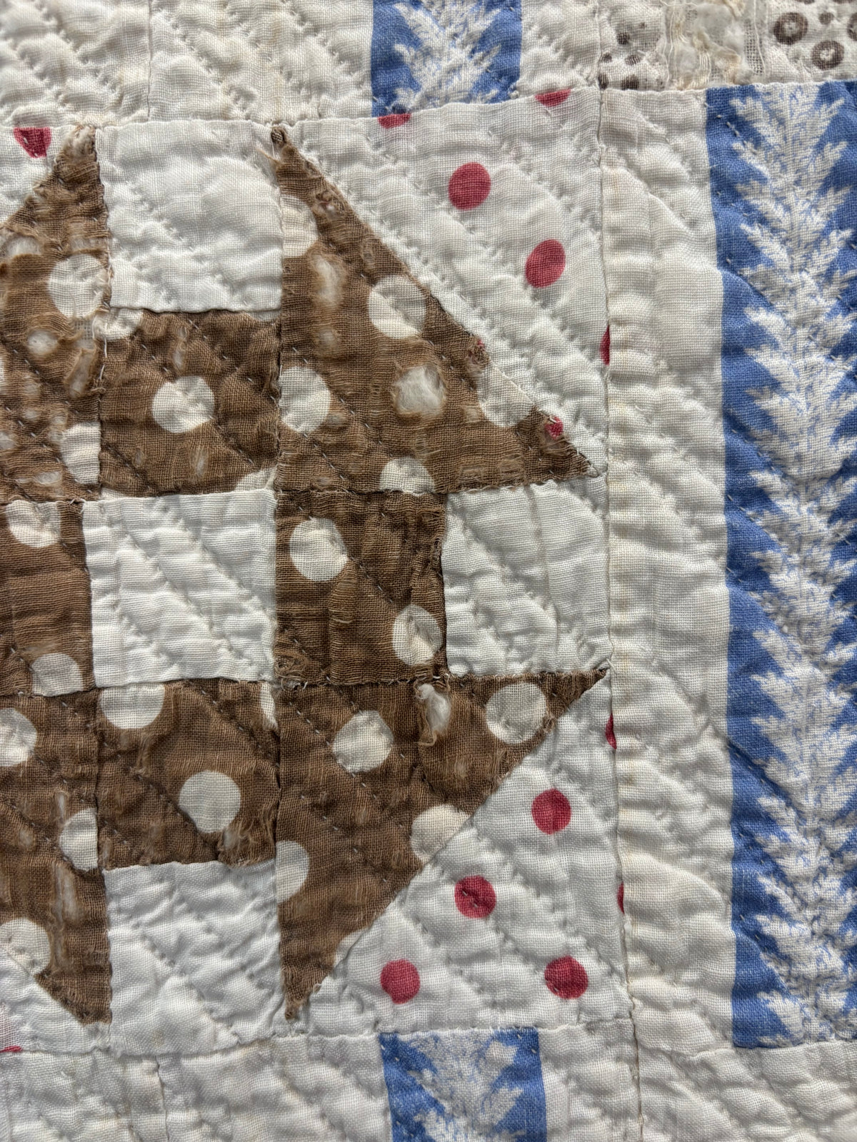 Antique Hand-Quilted Churn Dash Quilt, c1880–1910