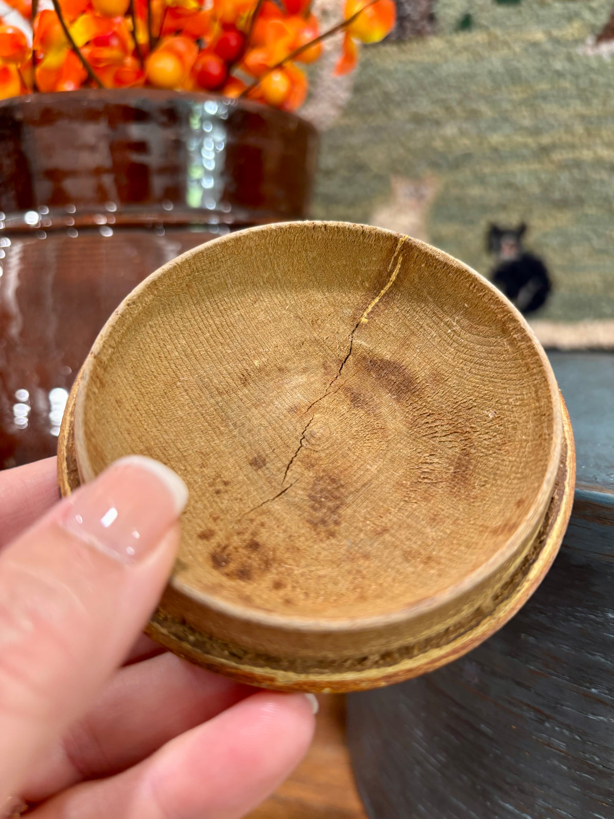 Early Painted Treen Sugar Bowl, c1840–1870