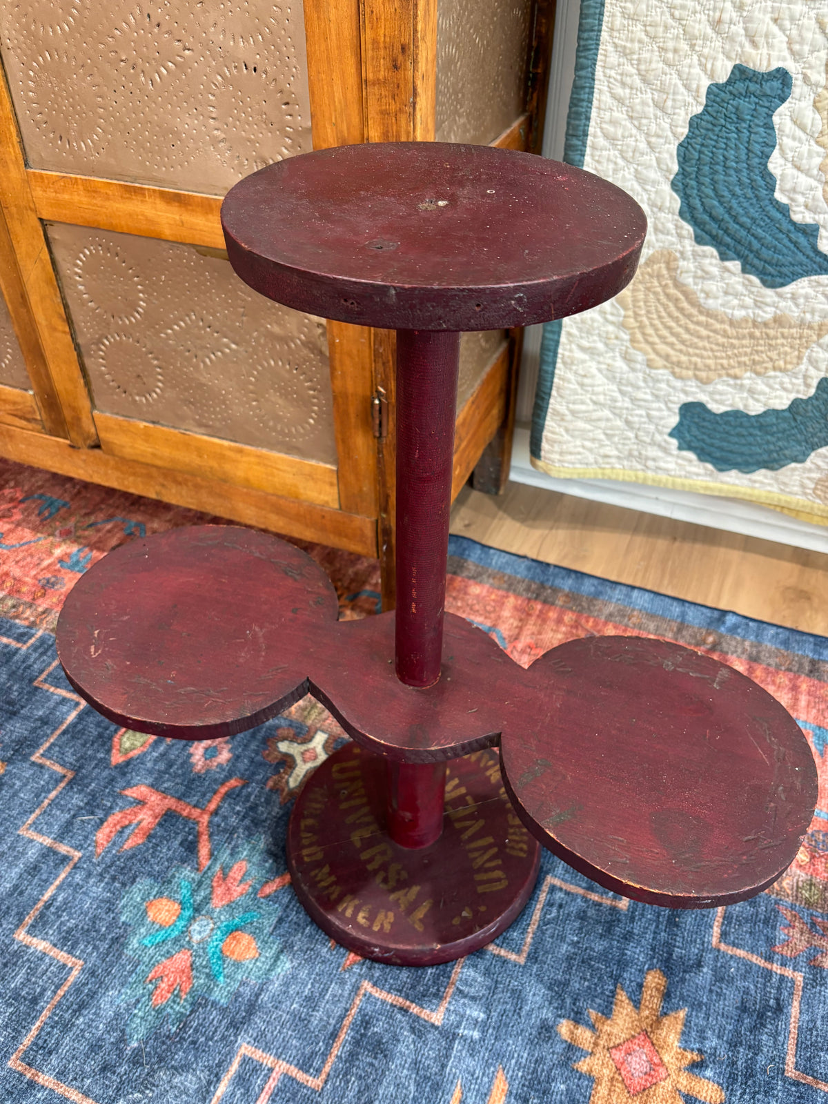 Antique Oxblood Red Painted Bread Advertising Display Stand, c1920-1940