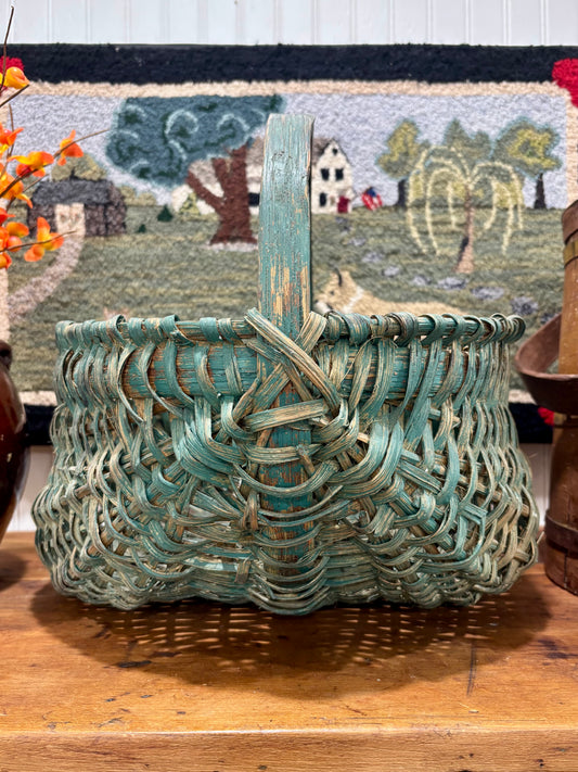 Antique Southern Appalachian Painted Gathering Basket, c1890–1910
