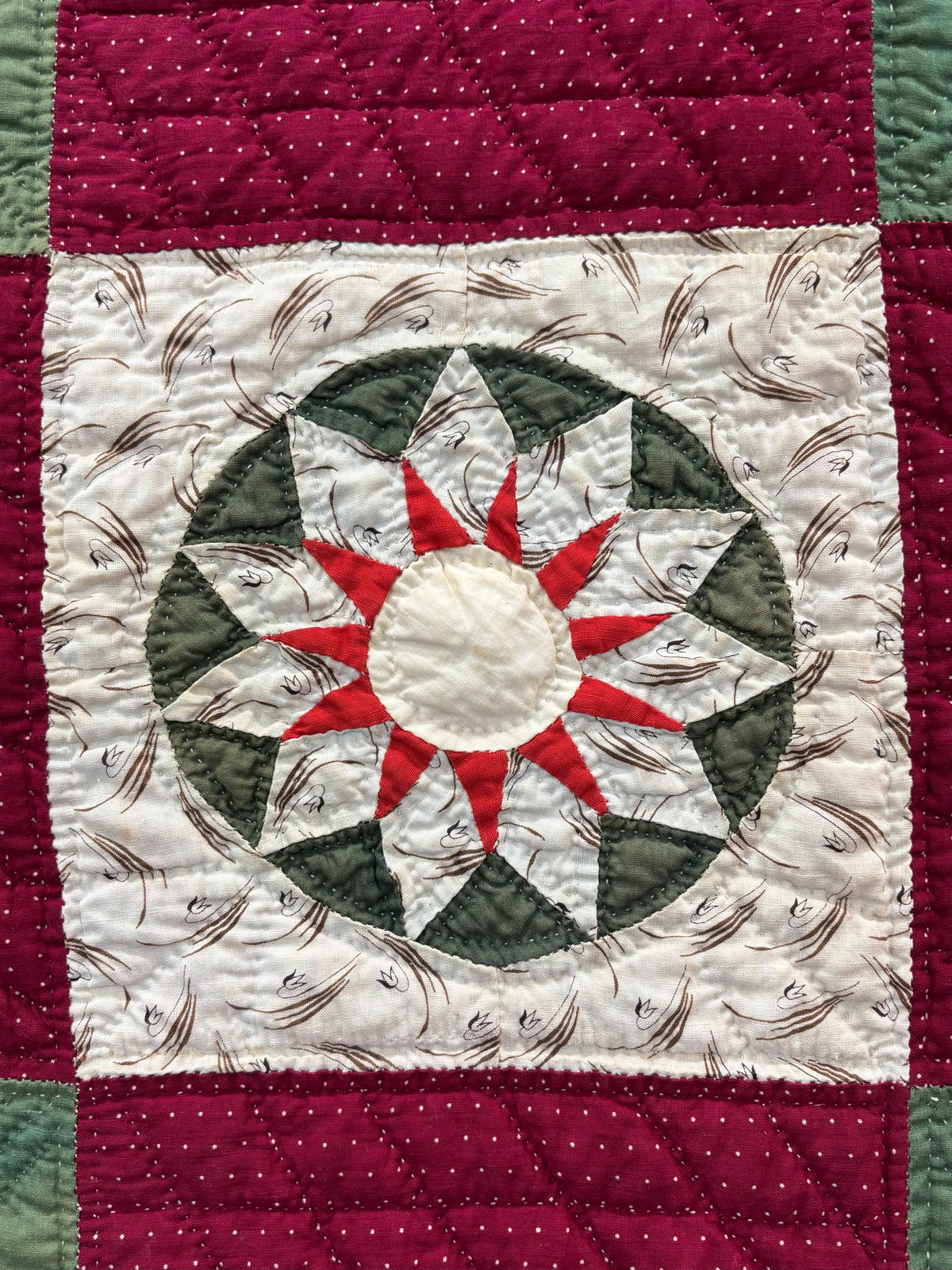 c1890–1910 Antique Mariner’s Compass / Sunburst Quilt - 61x70”