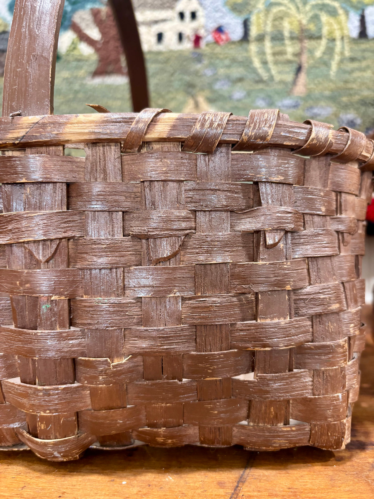 Early Painted Splint Gathering Basket, c1890–1910
