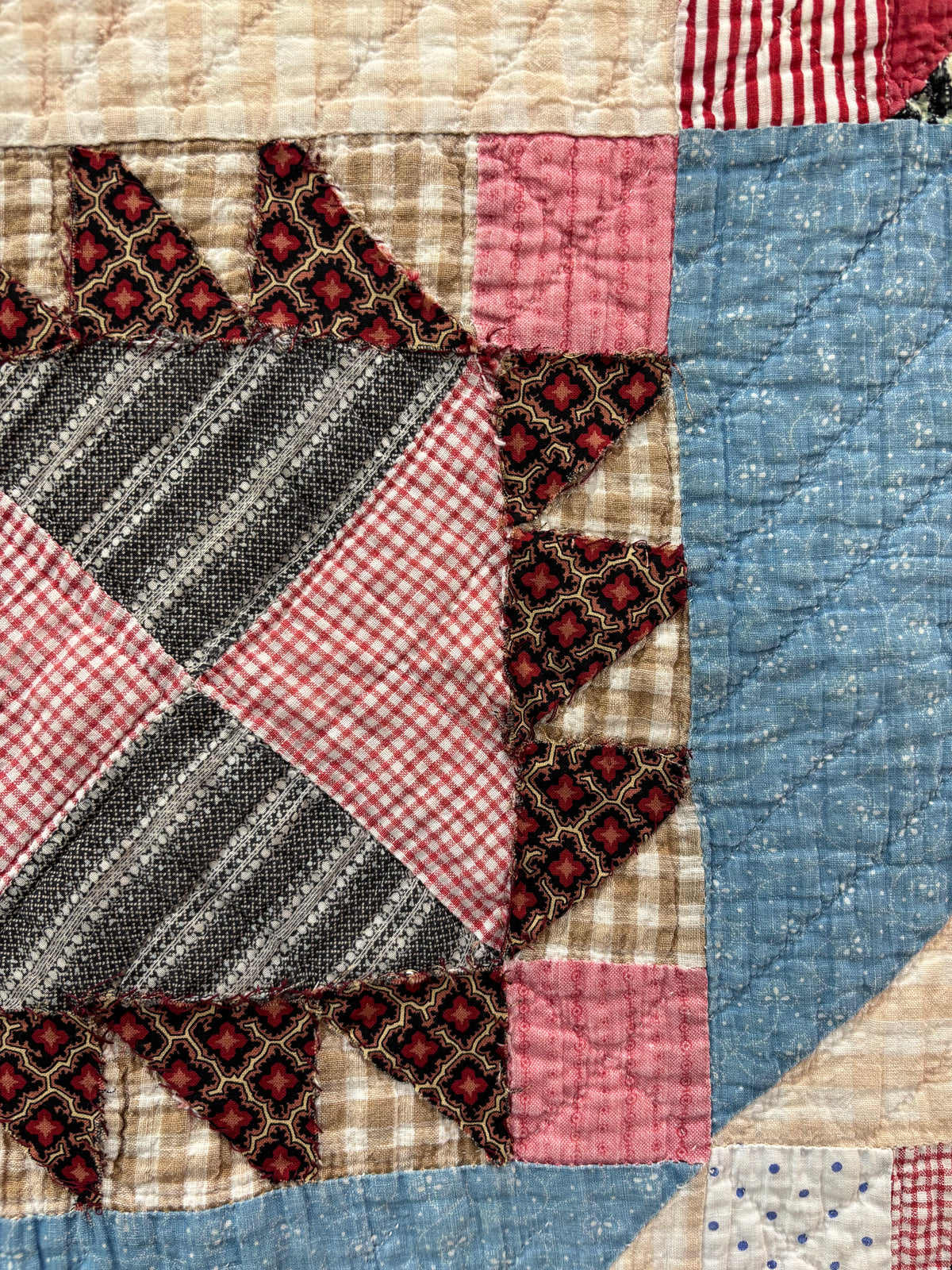 Antique Sawtooth Star & Hourglass Quilt, c1880–1910