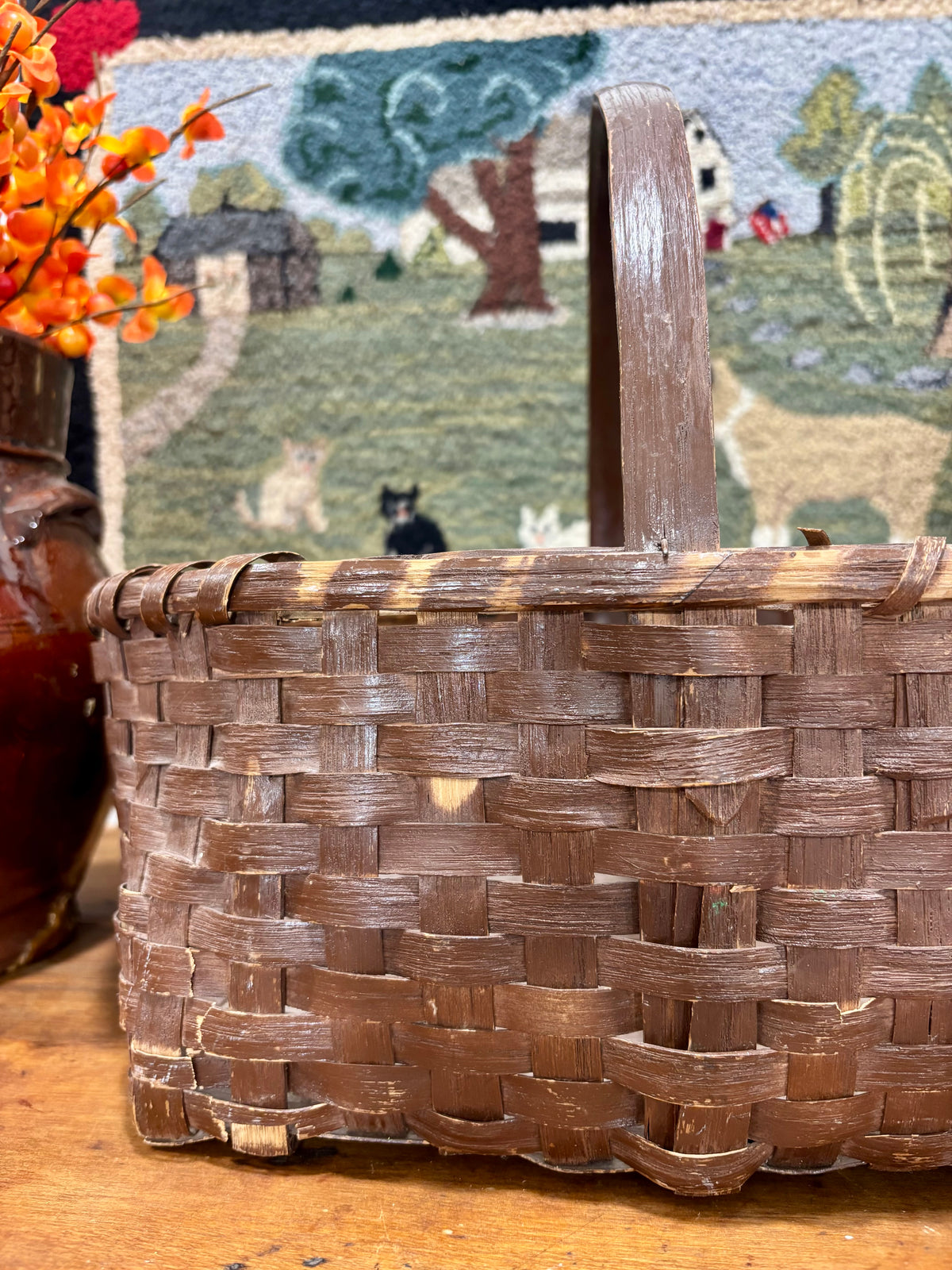 Early Painted Splint Gathering Basket, c1890–1910