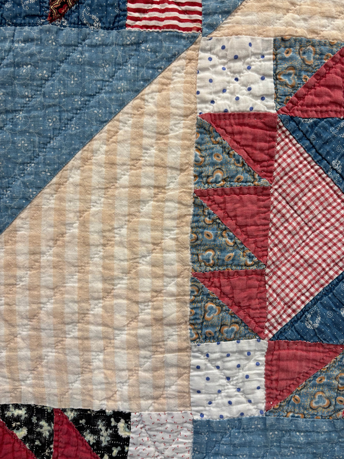 Antique Sawtooth Star & Hourglass Quilt, c1880–1910