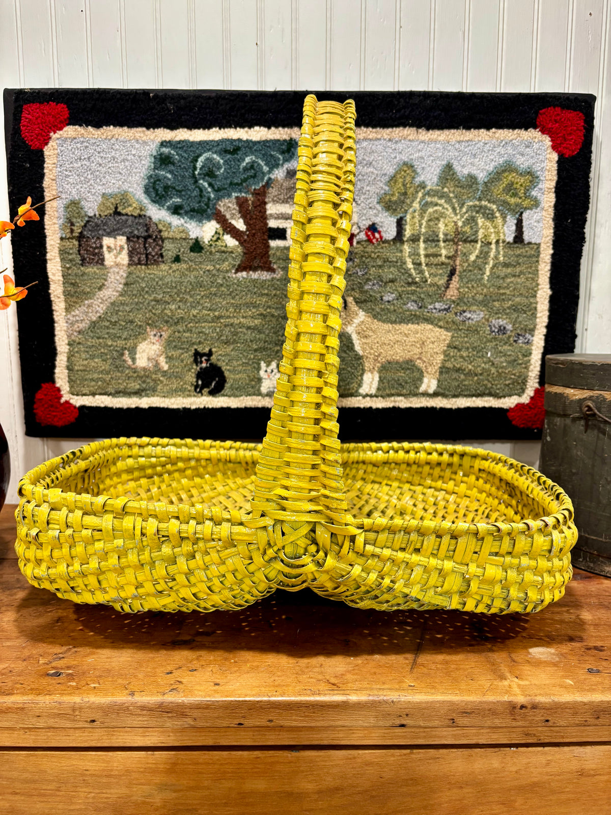 Early Painted Southern Appalachian Gathering Basket, c1890–1910