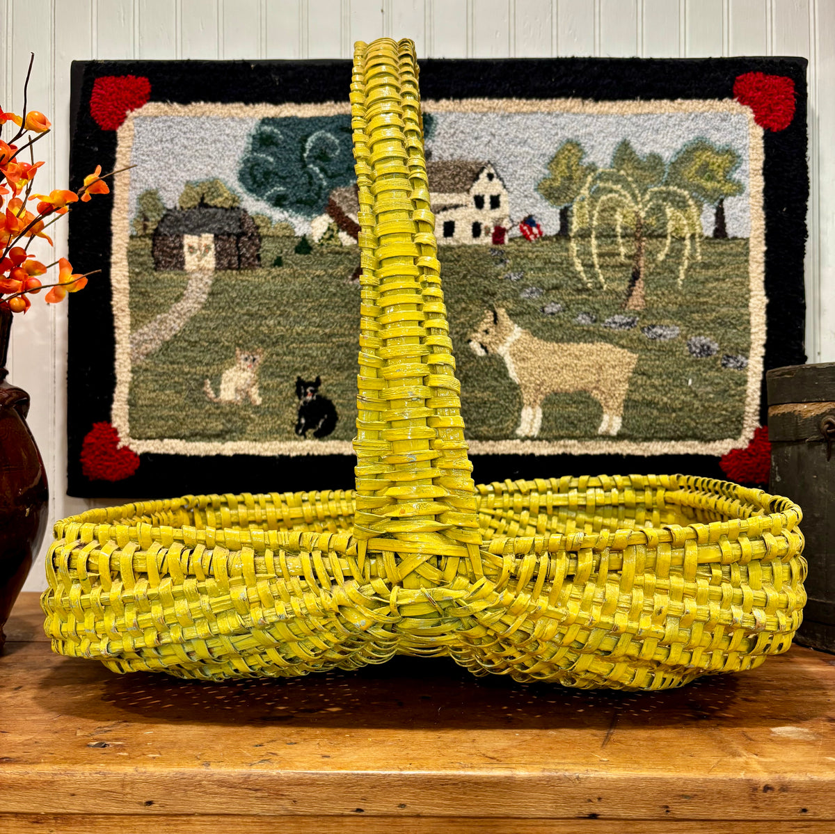 Early Painted Southern Appalachian Gathering Basket, c1890–1910