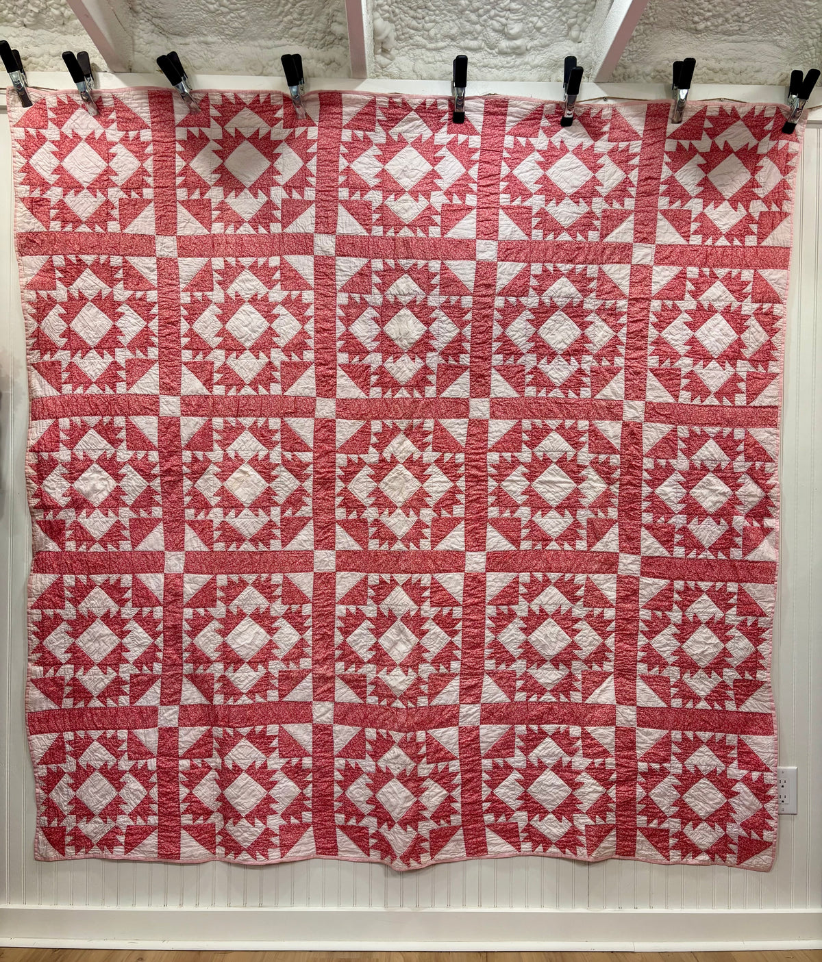 c1890–1910 Antique Bears Paw Quilt -76x77”