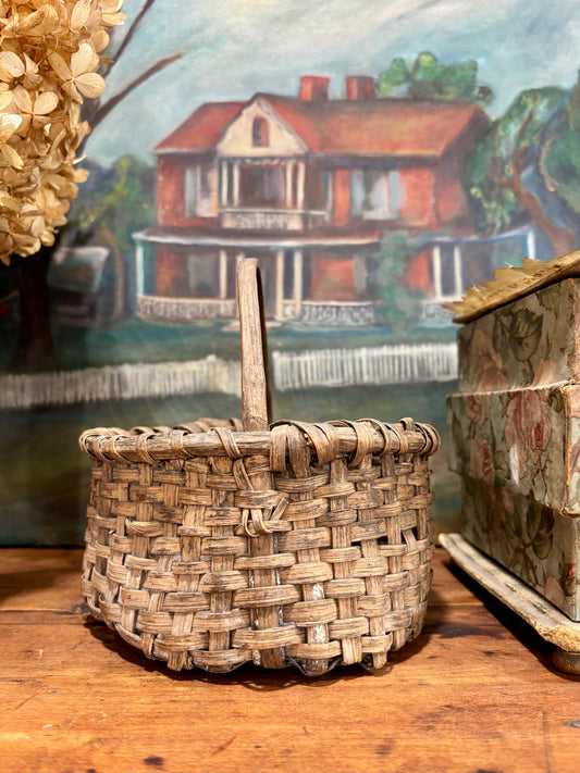 Antique Miniature Splint Basket, c1900-1940
