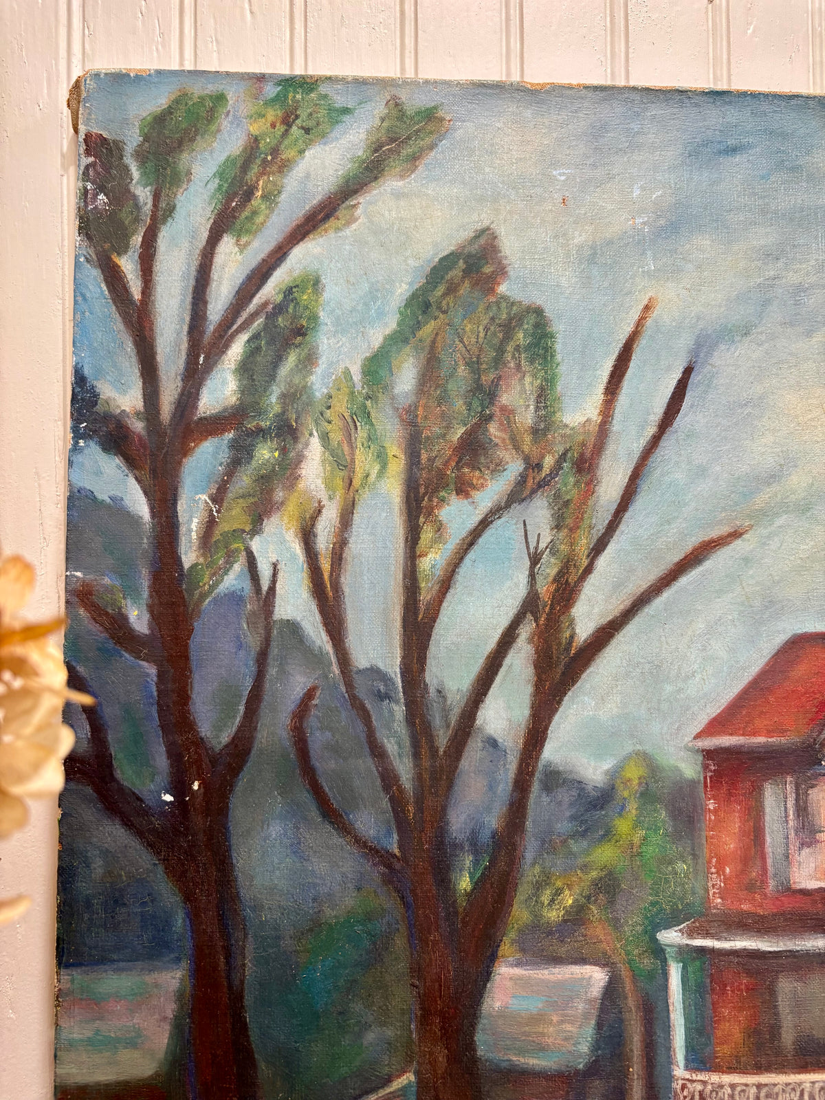Antique Tennessee Farmhouse Oil Painting, c1920–1940