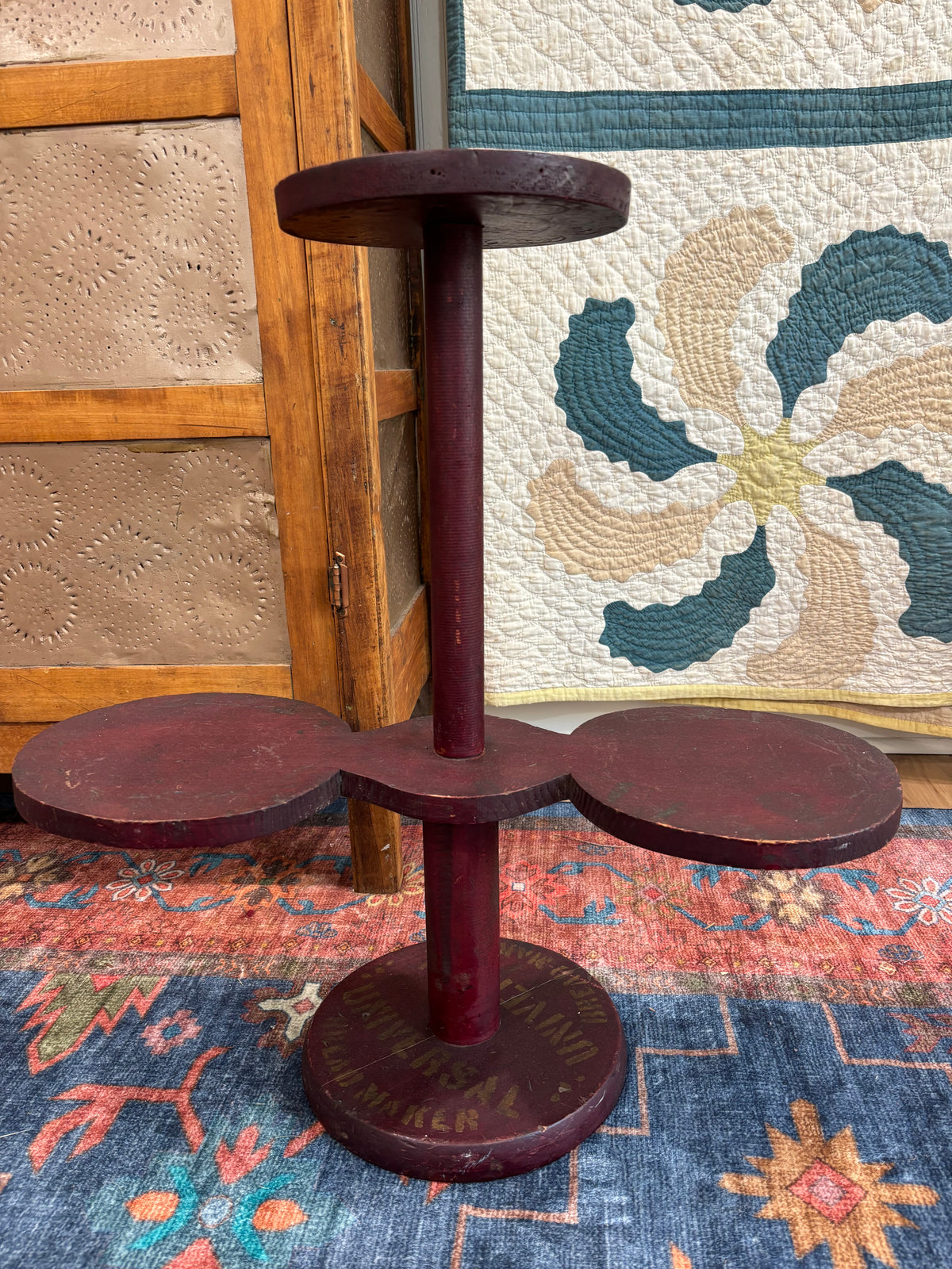 Antique Oxblood Red Painted Bread Advertising Display Stand, c1920-1940