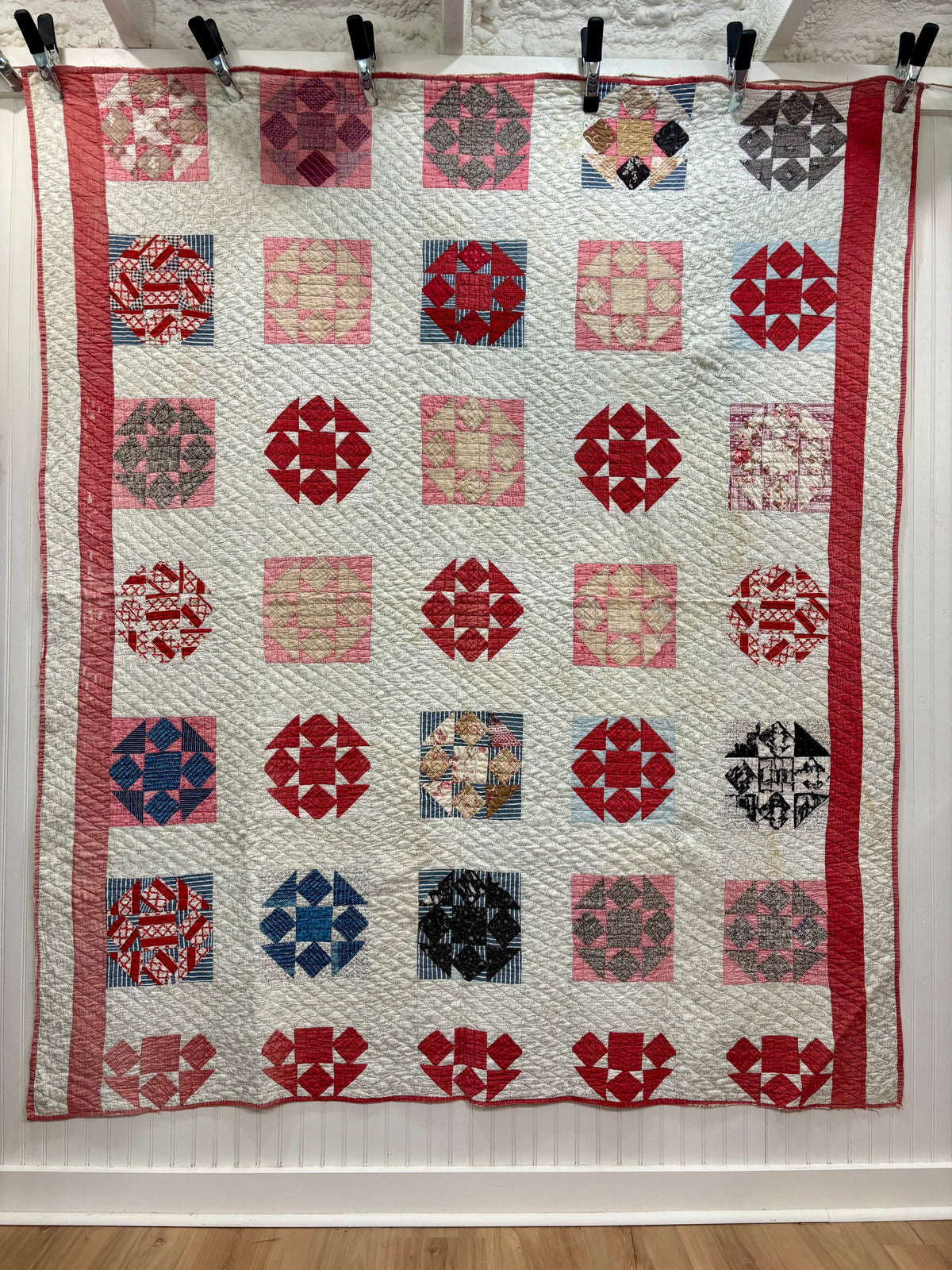 c1900 Antique Churn Dash Quilt - 66x67”