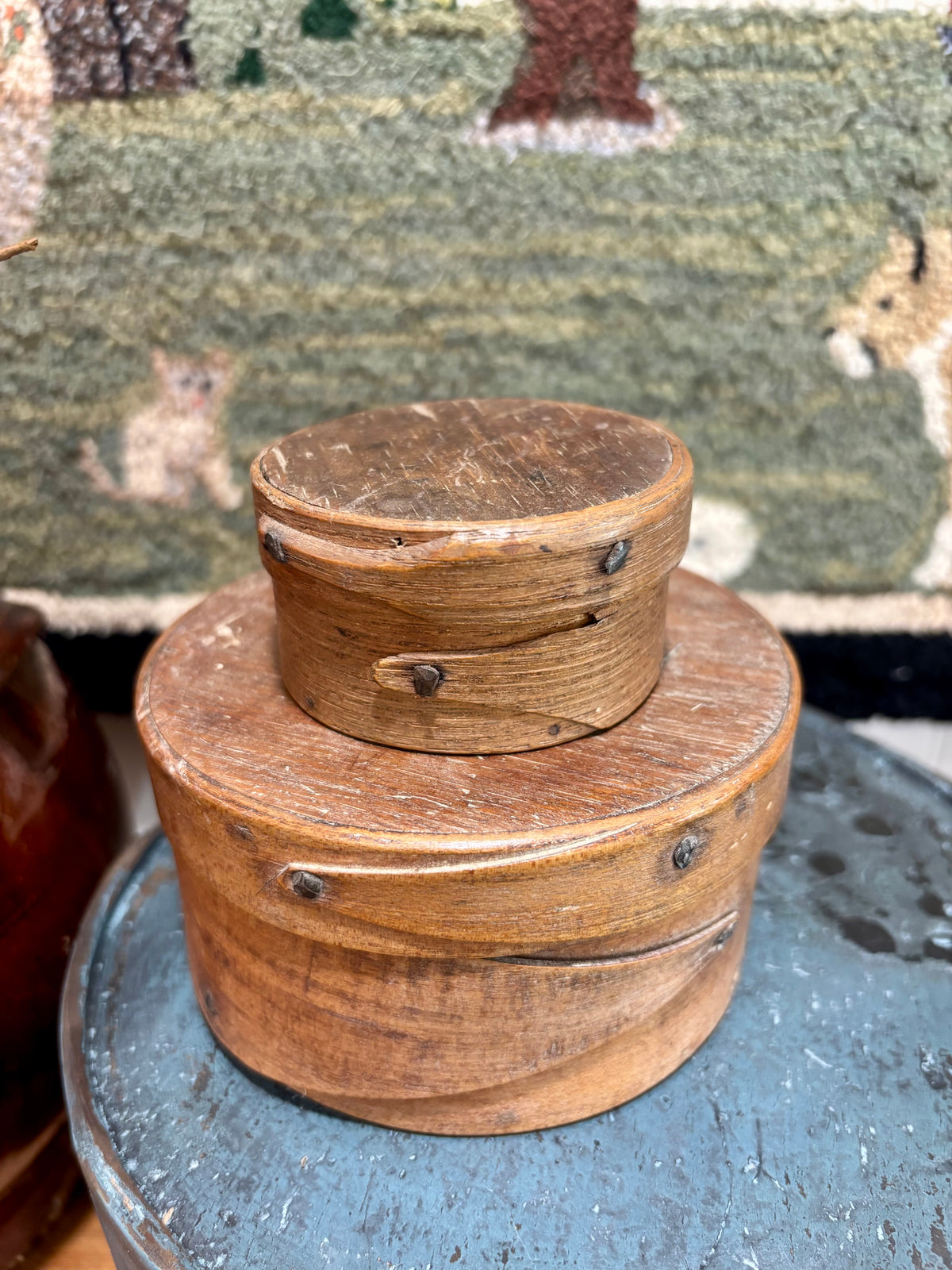 Set of Two Stacking Miniature Pantry Boxes, c1850-1890