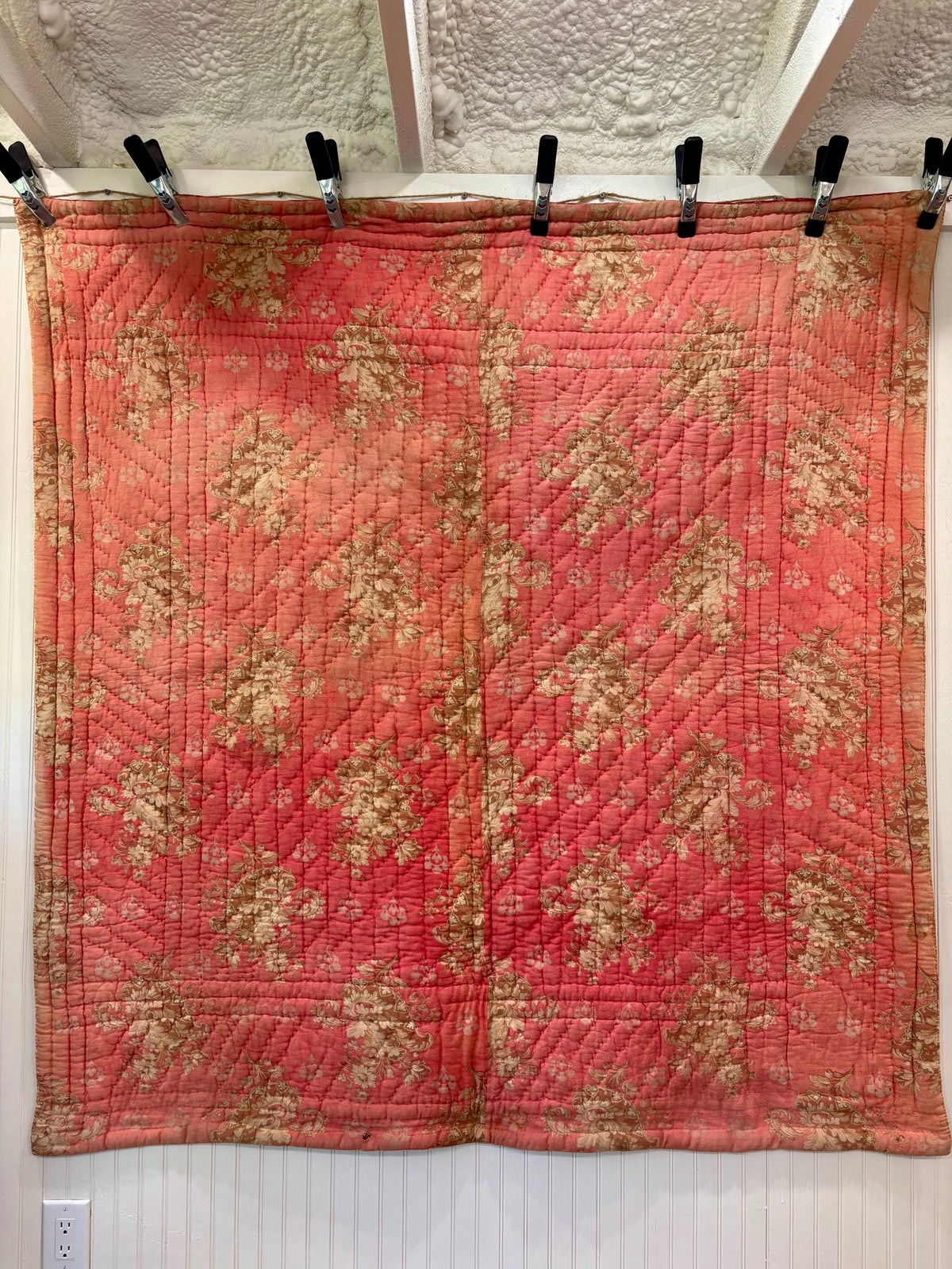c1850-1865 American Antique Whole-Cloth Quilt - 69x69"