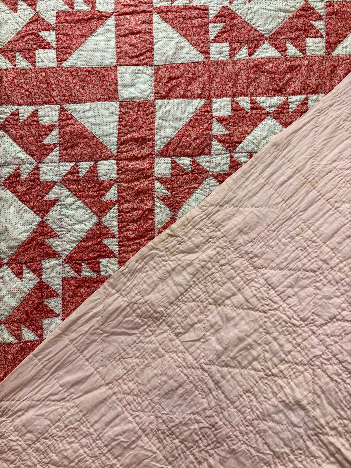 c1890–1910 Antique Bears Paw Quilt -76x77”