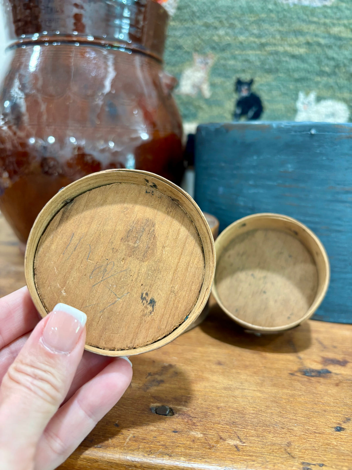Set of Two Stacking Miniature Pantry Boxes, c1850-1890