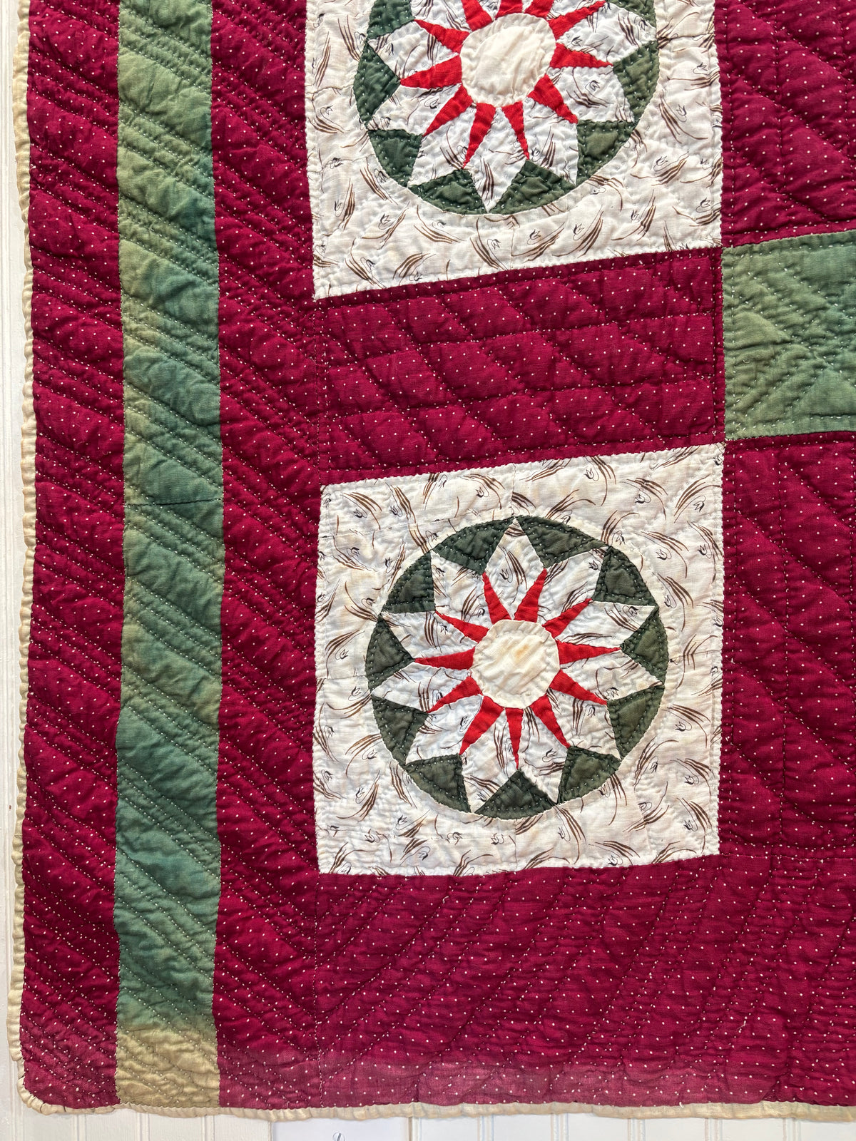 c1890–1910 Antique Mariner’s Compass / Sunburst Quilt - 61x70”