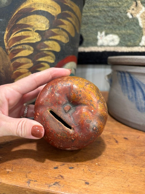 Antique Redware Apple Bank | c1880-1910