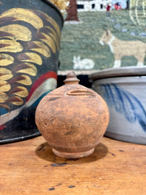 Antique Ovoid Redware Bank | c1850-1880