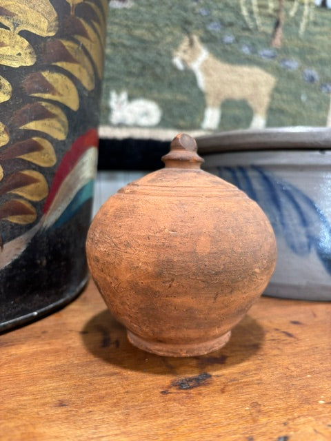 Antique Ovoid Redware Bank | c1850-1880