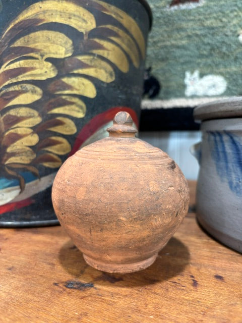 Antique Ovoid Redware Bank | c1850-1880