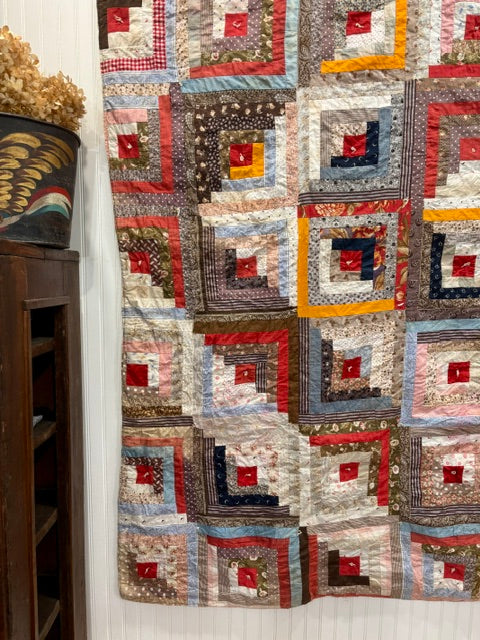 Antique Log Cabin Quilt | c. 1890–1910 | 74 × 76"