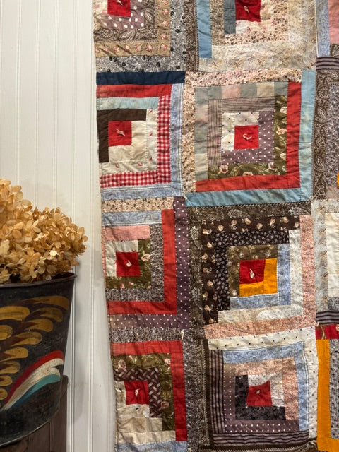 Antique Log Cabin Quilt | c. 1890–1910 | 74 × 76"