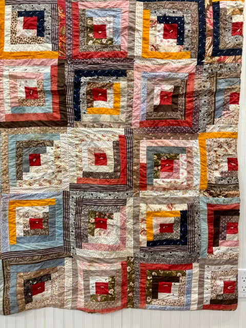 Antique Log Cabin Quilt | c. 1890–1910 | 74 × 76"