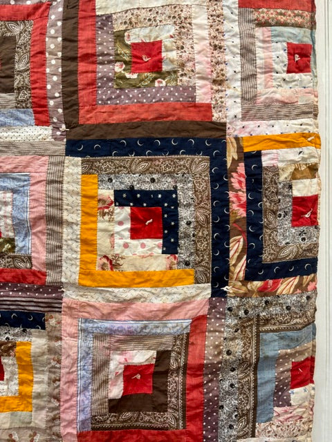 Antique Log Cabin Quilt | c. 1890–1910 | 74 × 76"