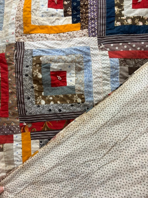 Antique Log Cabin Quilt | c. 1890–1910 | 74 × 76"