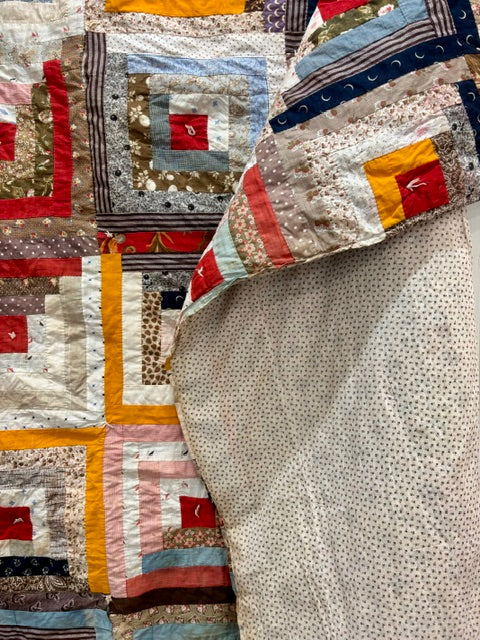 Antique Log Cabin Quilt | c. 1890–1910 | 74 × 76"